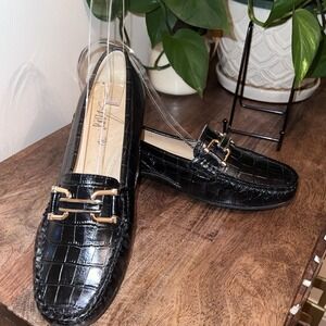 Women's Azura Crocodile Embossed Leather Driving‎ Loafer Cushioned Comfort-39/8